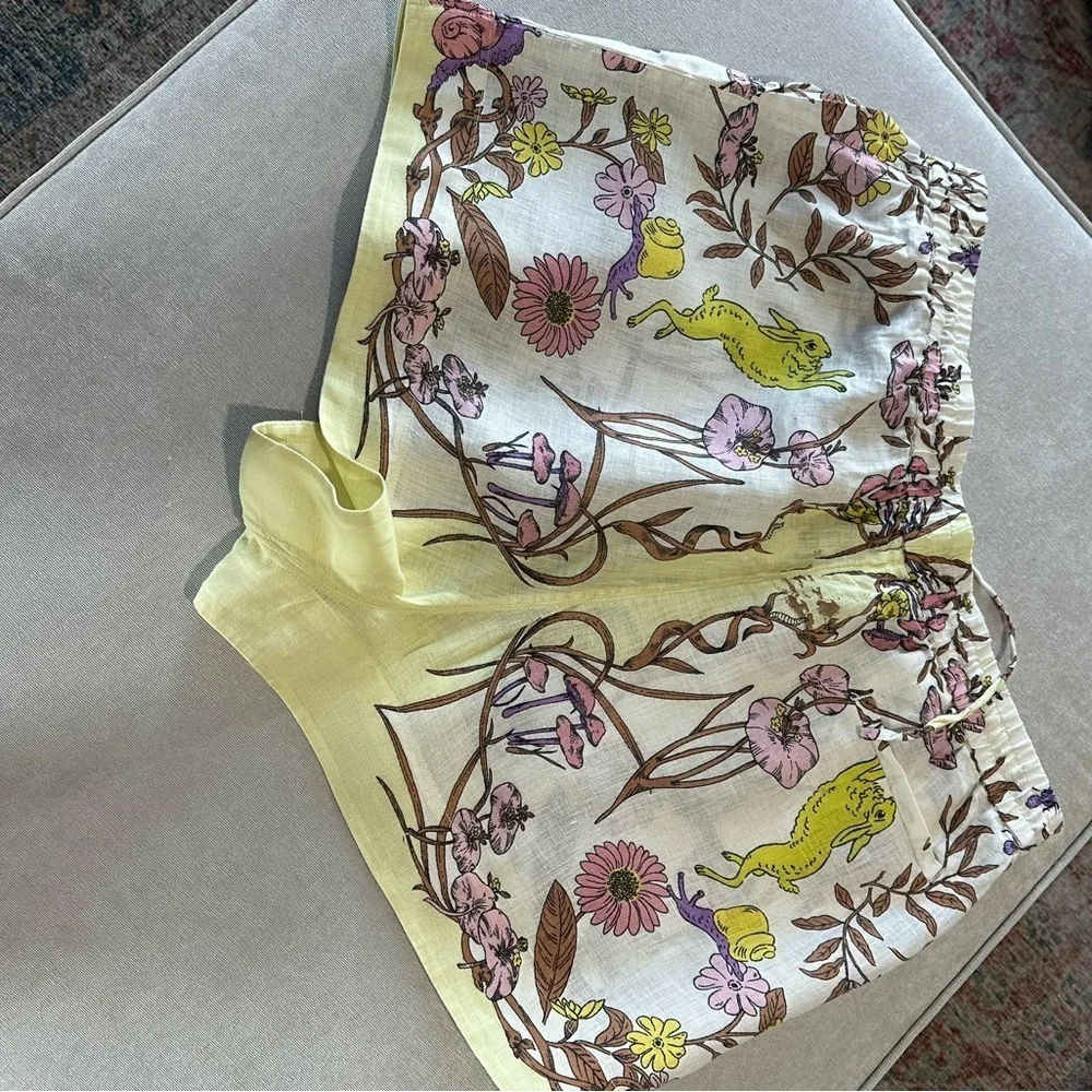 Tory Burch Printed Linen Camp Shorts Floral Print